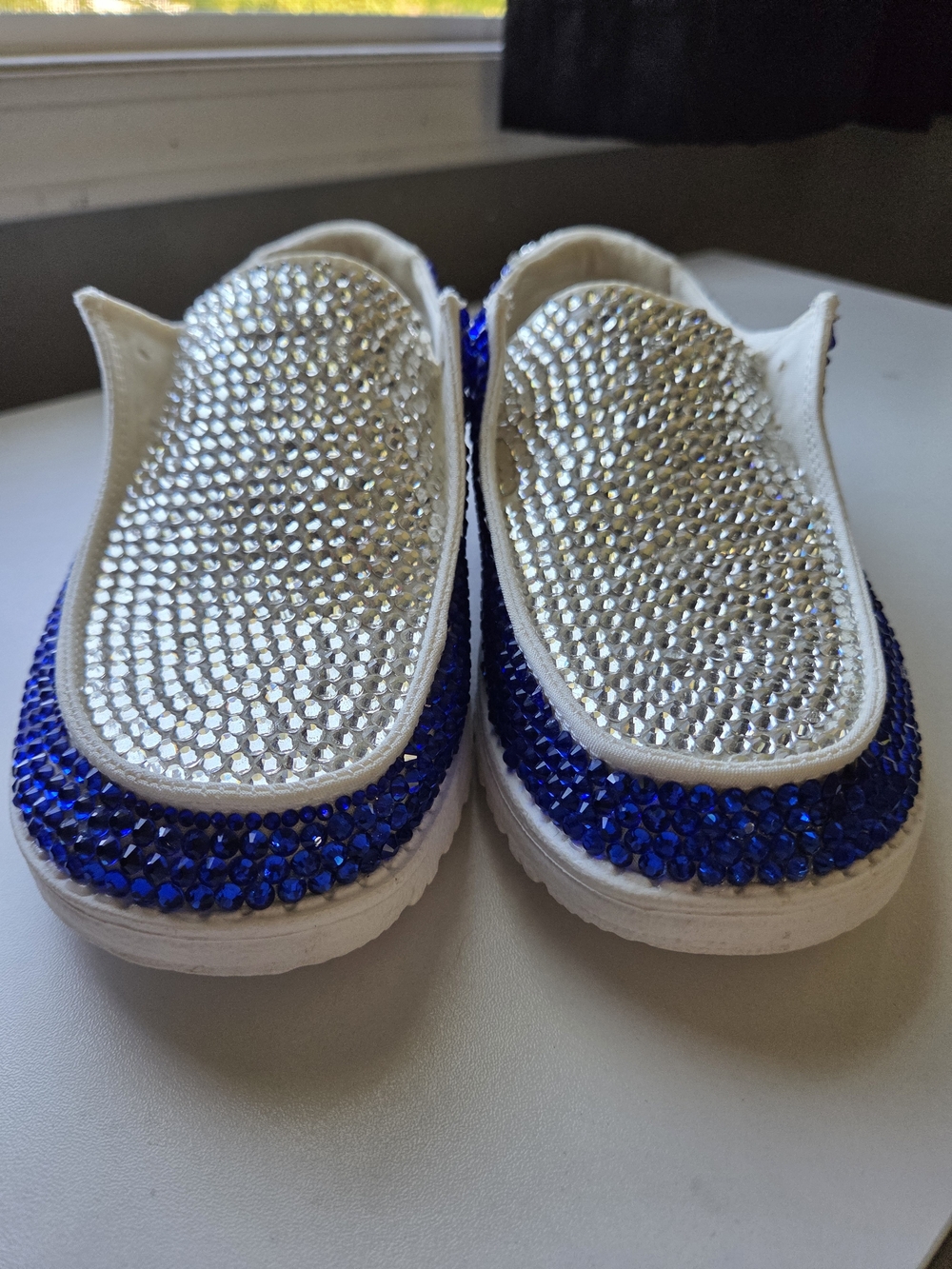 Custom Blue & Silver Rhinestone Shoes - Picture 2 of 9
